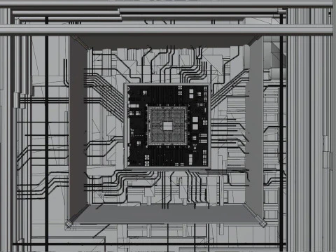 Conceito de CPU de placa de circuito AI Modelo 3D
