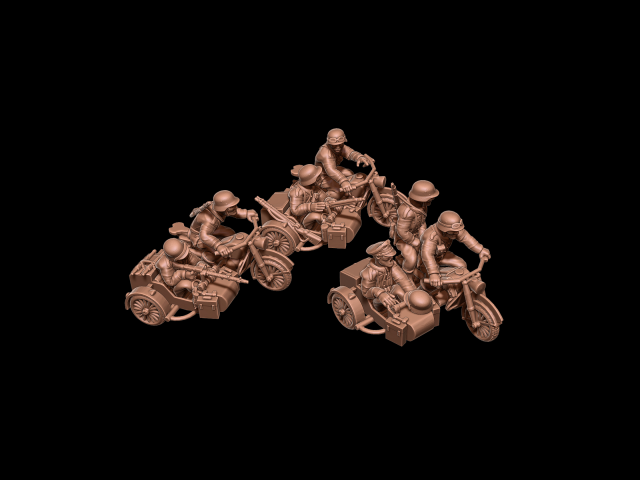 German Motorbike and Side Car 3D प्रिंट मॉडल .c4d .max .obj .3ds .fbx .stl .blend 