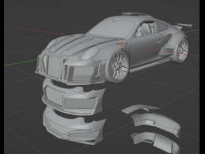 Custom bodywork on a Porsche 911 Modelo 3D