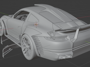 Custom bodywork on a Porsche 911 Modello 3D