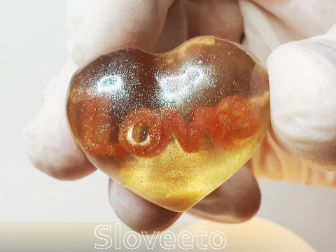 TRANSPARENT HEART FIGURINE WITH INNER LOVE INSCRIPTION 3D Принт Модель