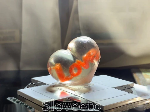 TRANSPARENT HEART FIGURINE WITH INNER LOVE INSCRIPTION 3D Print Model