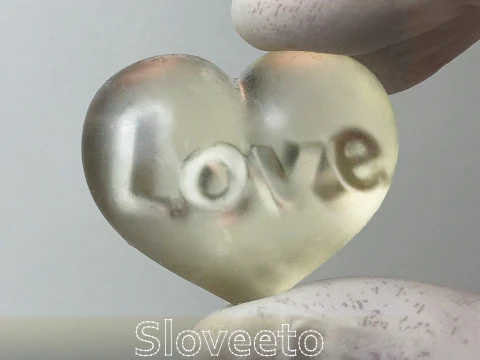 TRANSPARENT HEART FIGURINE WITH INNER LOVE INSCRIPTION 3D Print Model