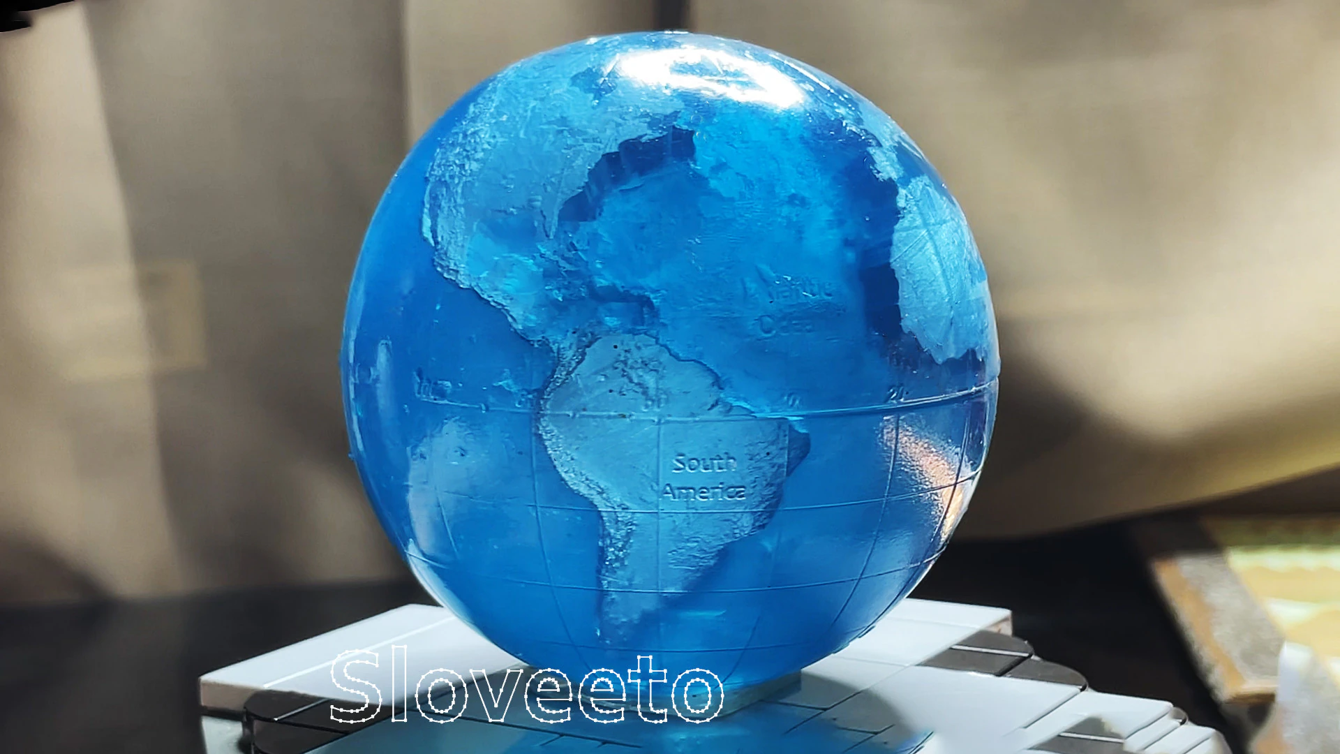 TRANSPARENT WORLD GLOBE WITH LABELED CONTINENTS AND OCEANS - MOVABLE PERFECT FOR SLA 3D PRINTING 3D Print Model .c4d .max .obj .3ds .fbx .stl .blend 