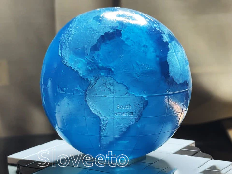 TRANSPARENTER WELTKUGEL MIT BEZEICHNETEN KONTINENTEN UND OZEANEN &ndash; BEWEGLICH, PERFEKT F&Uuml;R SLA 3D-DRUCK 3D Druckmodell