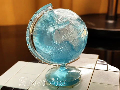 TRANSPARENT WORLD GLOBE WITH LABELED CONTINENTS AND OCEANS - MOVABLE PERFECT FOR SLA 3D PRINTING 3D Print Model