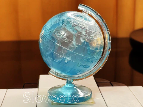 TRANSPARENT WORLD GLOBE WITH LABELED CONTINENTS AND OCEANS - MOVABLE PERFECT FOR SLA 3D PRINTING 3D Print Model
