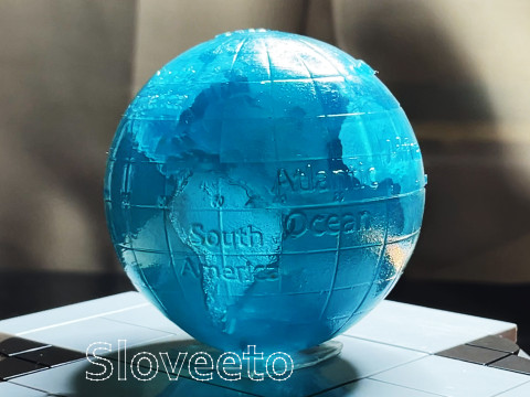 TRANSPARENT WORLD GLOBE WITH LABELED CONTINENTS AND OCEANS - MOVABLE PERFECT FOR SLA 3D PRINTING 3D Baskı Modeli