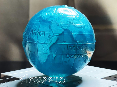 TRANSPARENT WORLD GLOBE WITH LABELED CONTINENTS AND OCEANS - MOVABLE PERFECT FOR SLA 3D PRINTING 3D Baskı Modeli