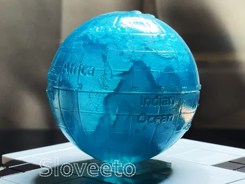 TRANSPARENT WORLD GLOBE WITH LABELED CONTINENTS AND OCEANS - MOVABLE PERFECT FOR SLA 3D PRINTING 3D Print Model