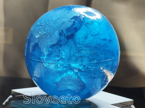 TRANSPARENT WORLD GLOBE WITH LABELED CONTINENTS AND OCEANS - MOVABLE PERFECT FOR SLA 3D PRINTING 3D Baskı Modeli