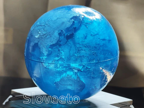 TRANSPARENT WORLD GLOBE WITH LABELED CONTINENTS AND OCEANS - MOVABLE PERFECT FOR SLA 3D PRINTING 3D Print Model
