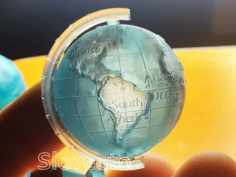 TRANSPARENT WORLD GLOBE WITH LABELED CONTINENTS AND OCEANS - MOVABLE PERFECT FOR SLA 3D PRINTING 3D Print Model