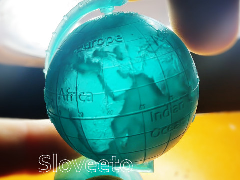 TRANSPARENT WORLD GLOBE WITH LABELED CONTINENTS AND OCEANS - MOVABLE PERFECT FOR SLA 3D PRINTING 3D Baskı Modeli