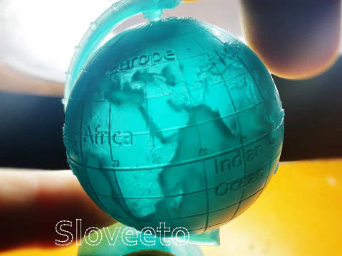 TRANSPARENT WORLD GLOBE WITH LABELED CONTINENTS AND OCEANS - MOVABLE PERFECT FOR SLA 3D PRINTING 3D Print Model