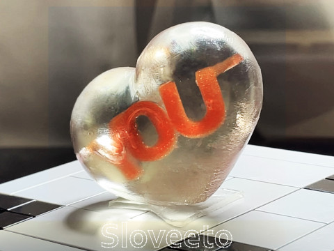 LOVE YOU TRANSPARENT HEART FIGURINE WITH INNER YOU INSCRIPTION - PERFECT FOR VALENTINES DAY 3D Baskı Modeli