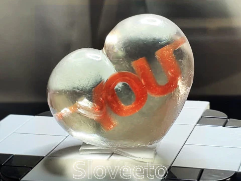 TI AMO FIGURINA A CUORE TRASPARENTE CON ISCRIZIONE ALL'INTERNO - PERFETTA PER SAN VALENTINO Modello di stampa 3D