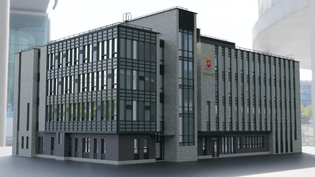 Modern police building Modelo 3D .c4d .max .obj .3ds .fbx .stl .blend 