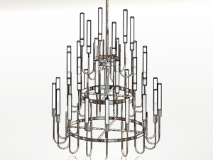 34 Arm chrome Chandelier with Tube Glass 3Dモデル