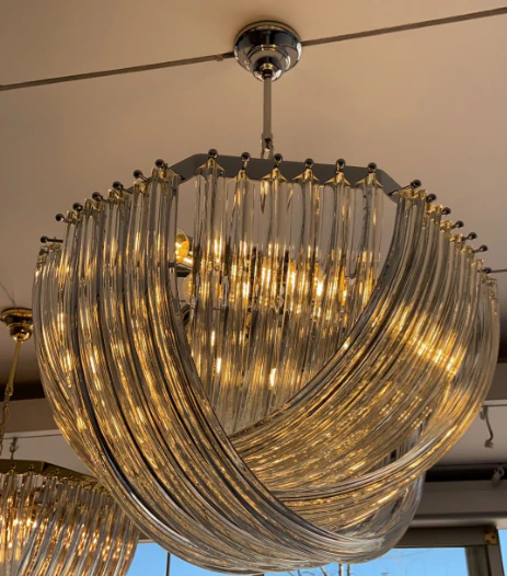 Curve Glass Chandelier 3D Model .c4d .max .obj .3ds .fbx .stl .blend 