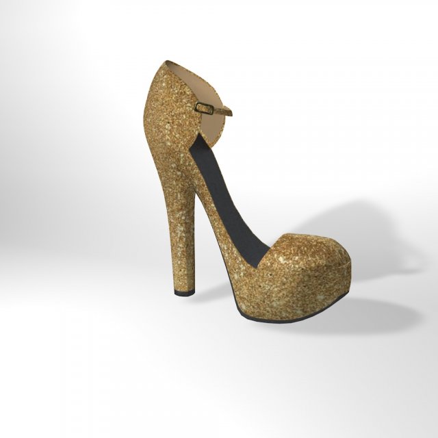 Stylised High Heel Pump in Glitter Material 3D Model .c4d .max .obj .3ds .fbx .stl .blend 