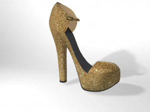 D&eacute;collet&eacute; stilizzata con tacco alto in materiale glitterato Modello 3D
