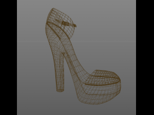 Stylised High Heel Pump in Glitter Material 3D Model
