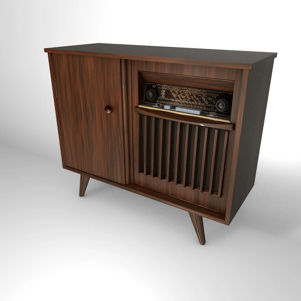 60s Radio Cabinet 3D Model .c4d .max .obj .3ds .fbx .stl .blend