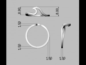 Wave Ring Modelo de Impressão 3D