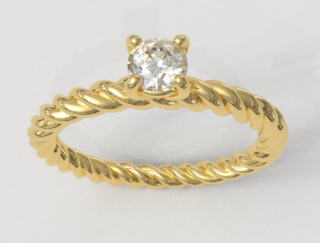4mm Engagement Ring - Rope Texture 3D 프린트 모델 .c4d .max .obj .3ds .fbx .stl .blend 