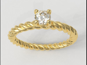 4mm Engagement Ring - Rope Texture 3D Print Model