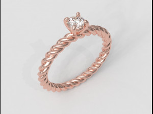 4mm Engagement Ring - Rope Texture 3D 프린트 모델