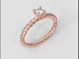 4mm Engagement Ring - Rope Texture 3D Print Model