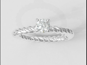4mm Engagement Ring - Rope Texture 3D 프린트 모델