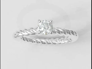 4mm Engagement Ring - Rope Texture 3D Print Model