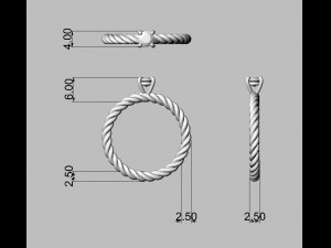 4mm Engagement Ring - Rope Texture 3D 프린트 모델