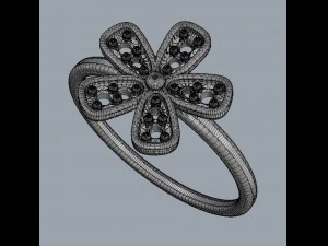 Flower Diamond Ring 3D Print Model