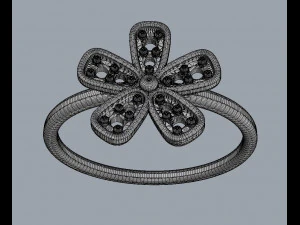 Flower Diamond Ring 3D Print Model