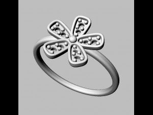 Flower Diamond Ring 3D Print Model
