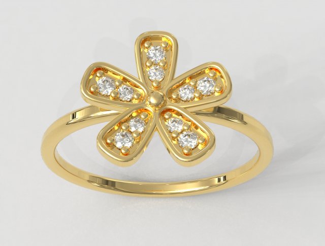 Flower Diamond Ring 3D Baskı Modeli .c4d .max .obj .3ds .fbx .stl .blend 