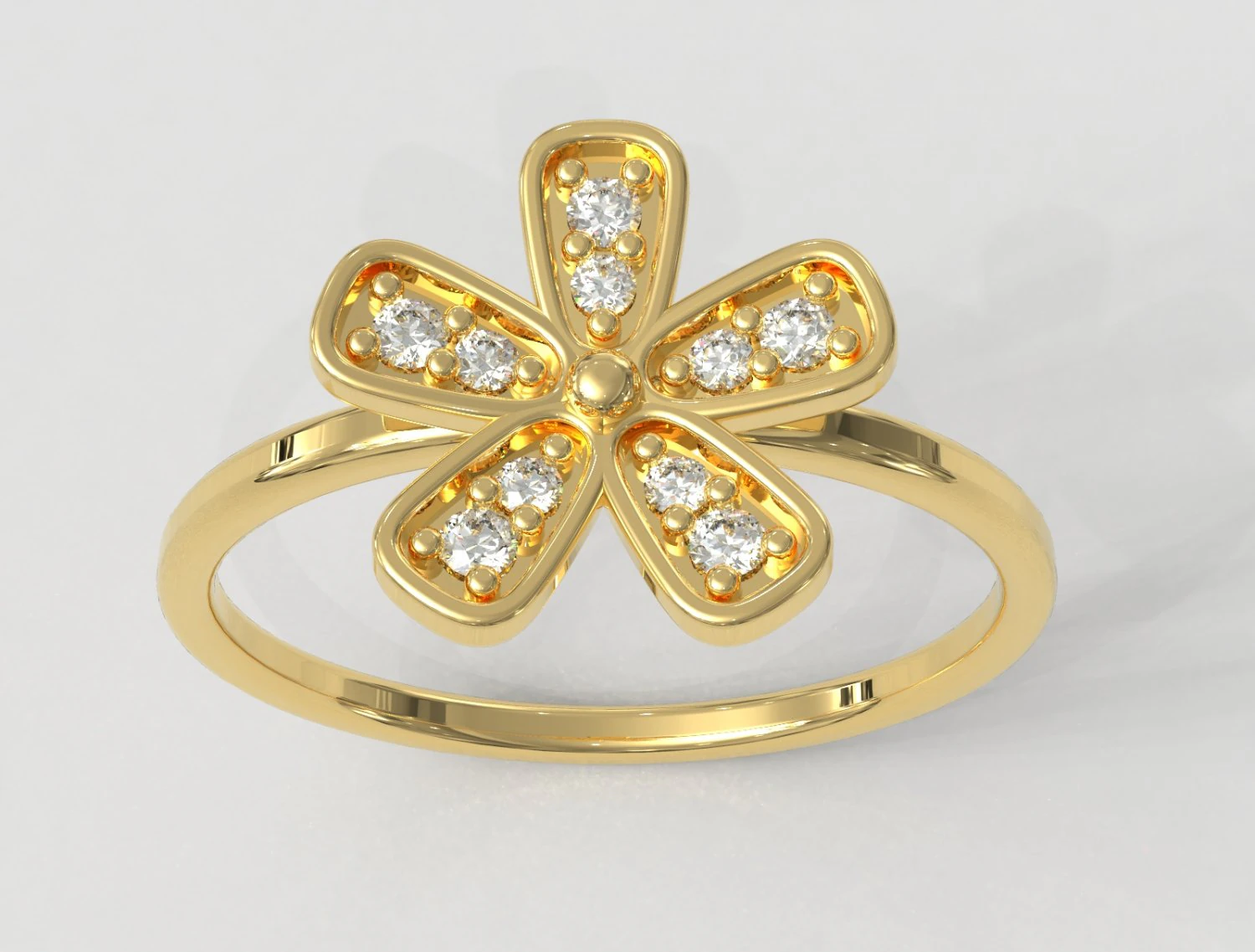 Flower Diamond Ring 3D Print Model .c4d .max .obj .3ds .fbx .stl .blend 