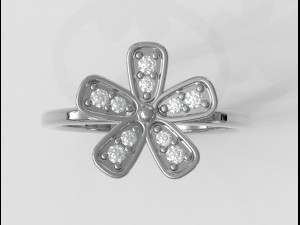 Flower Diamond Ring 3D Baskı Modeli