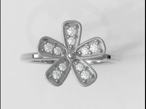 Flower Diamond Ring 3D Print Model
