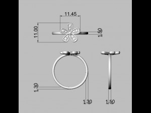 Flower Diamond Ring 3D Baskı Modeli