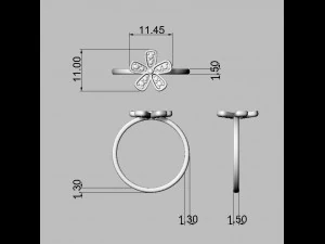 Flower Diamond Ring 3D Print Model