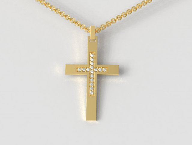 Diamond Cross Pendant 3D 프린트 모델 .c4d .max .obj .3ds .fbx .stl .blend 