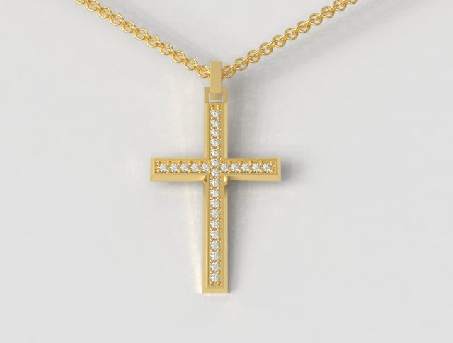Diamond Cross Pendant 3D Принт Модель .c4d .max .obj .3ds .fbx .stl .blend 
