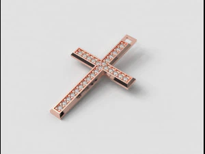 Кулон с бриллиантовым крестом 3D Принт Модель