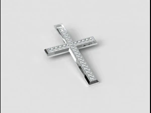 Кулон с бриллиантовым крестом 3D Принт Модель