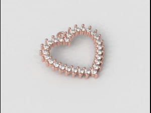 Diamond Heart Pendant 3D Print Model